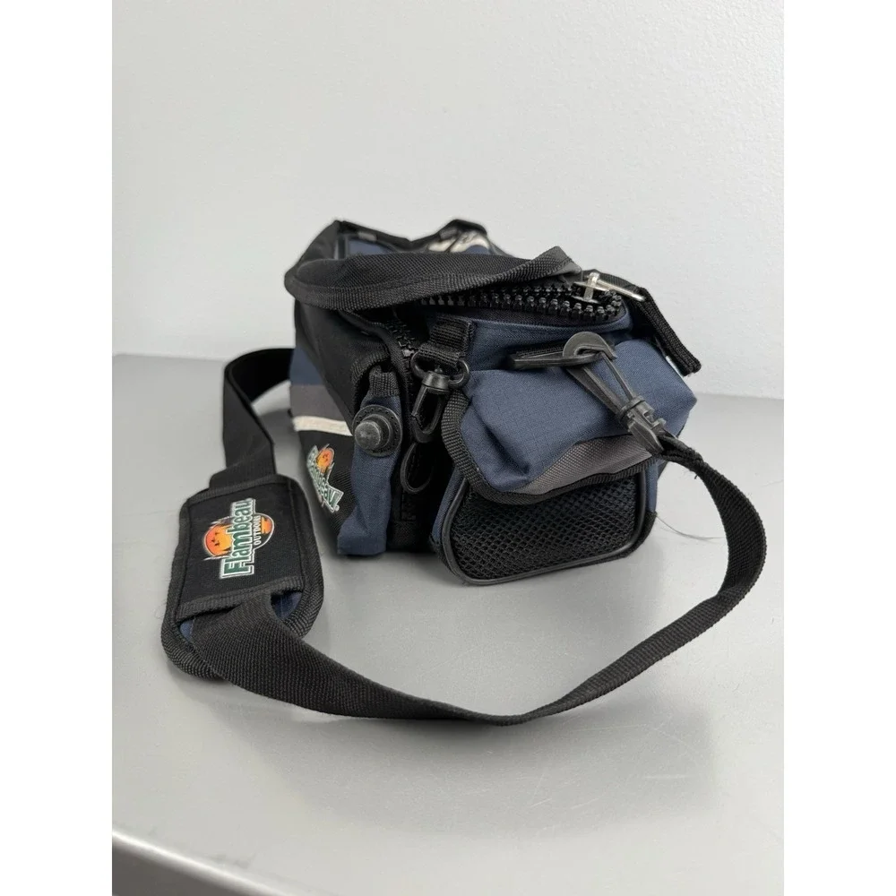 Flambeau Pro Angler Fishing Hunting Bag Multiple Zippers Pockets Strap Blue